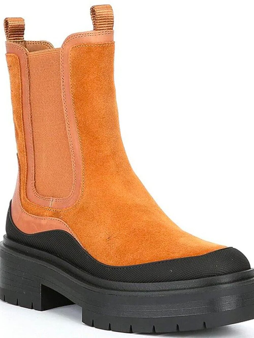 Sam Edelman Camel Black Water Repellent Suede Booties Boots Size 8 8.5 9 NEW